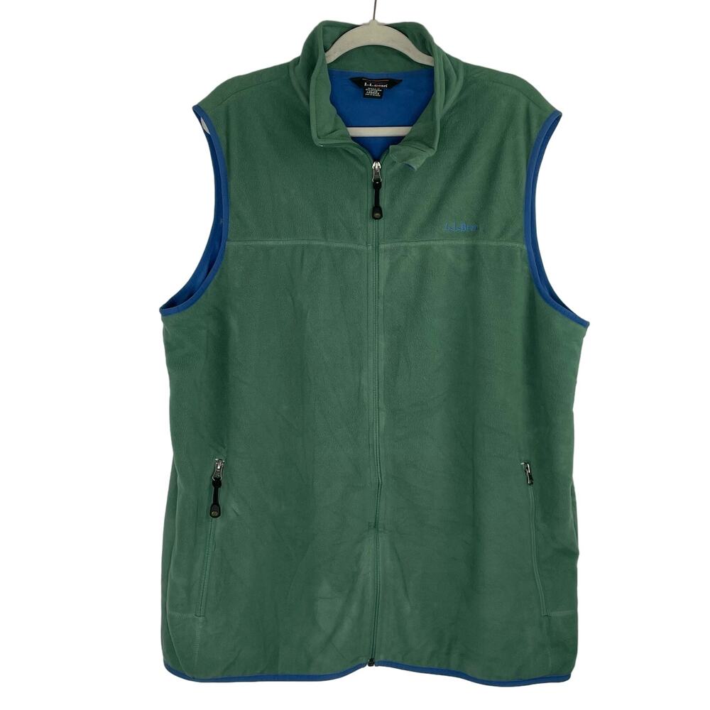 L.L.Bean fleece full zip men's vest XL green Polartec
